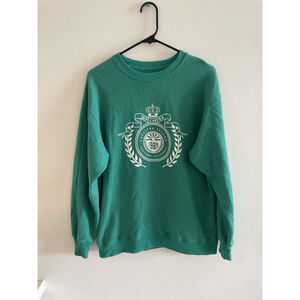 Hollister Catalina Island Sweatshirt Men XS Green Fleece Lined Graphic Crew Neck